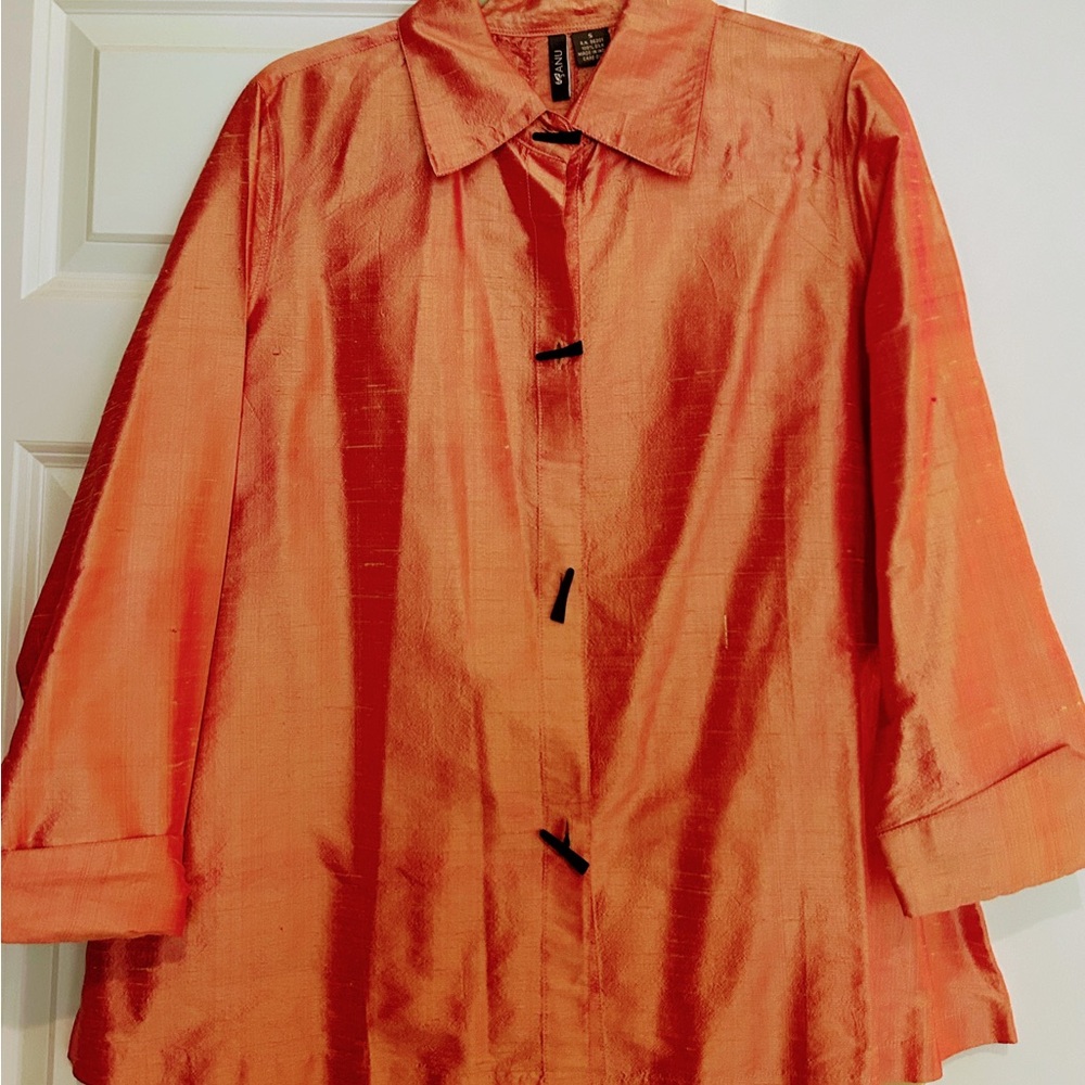 Vibrant Orange Notched Collar Button Down Jacket